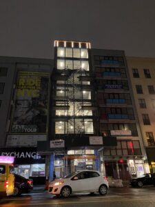 bowery facade at night progress